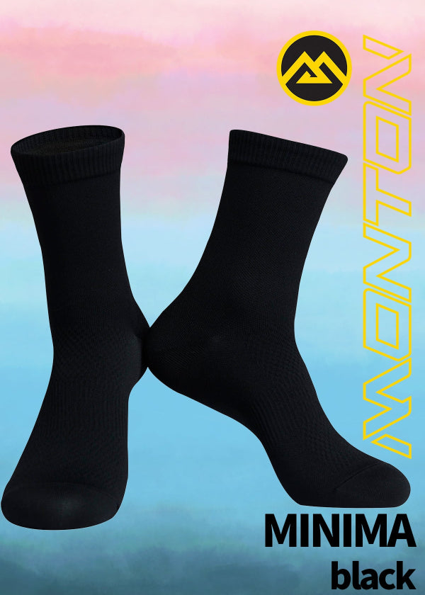 Monton Minima Cycle Socks in black, lightweight and breathable with supportive compression fit.
