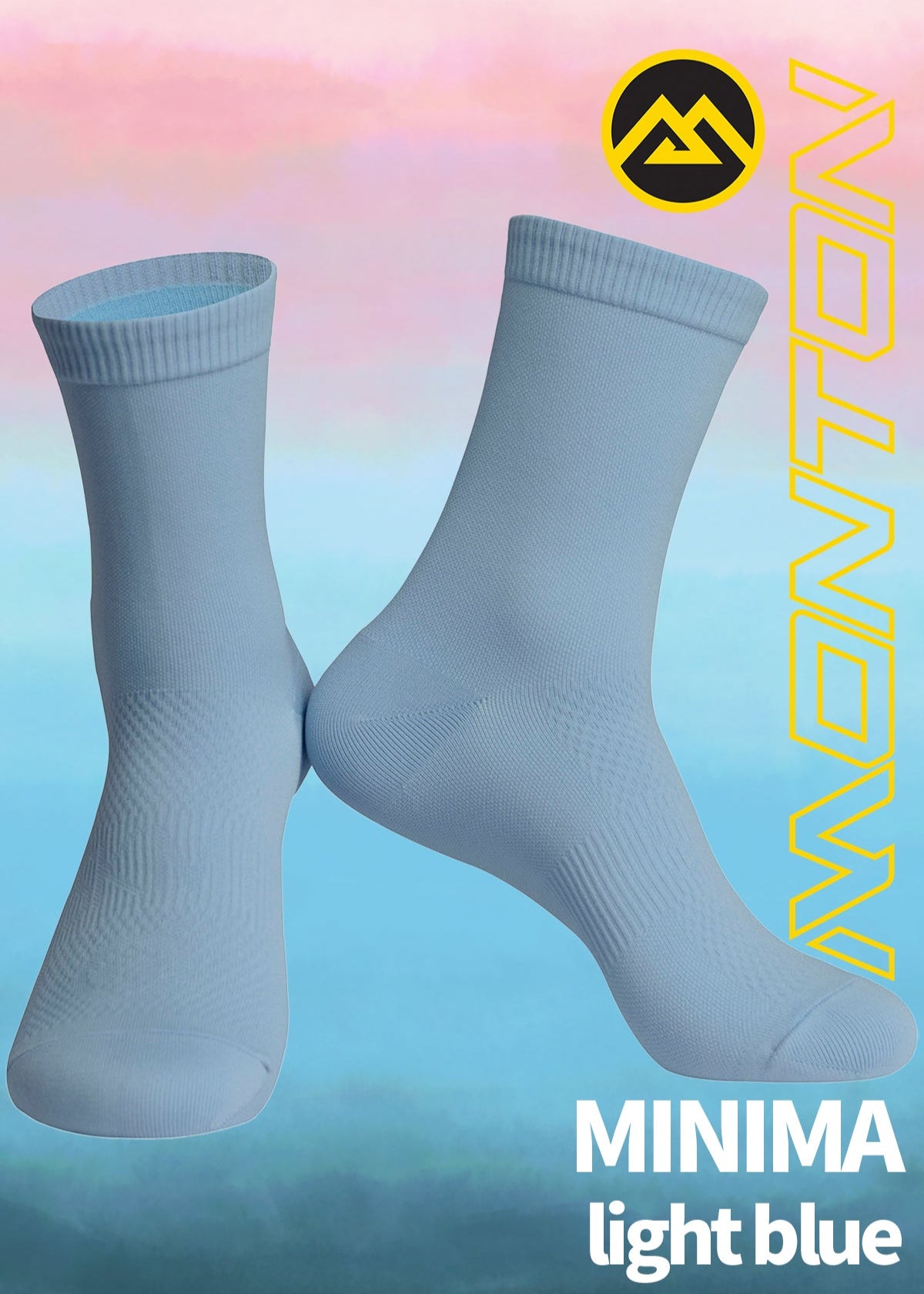 Monton Minima Cycle Socks in light blue, featuring a snug, supportive arch and soft feel.