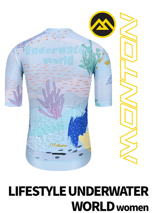 Monton LIFESTYLE Underwater World Cycling Jersey for her with vibrant ocean-themed design, ideal for cyclists seeking stylish and comfortable performance apparel.