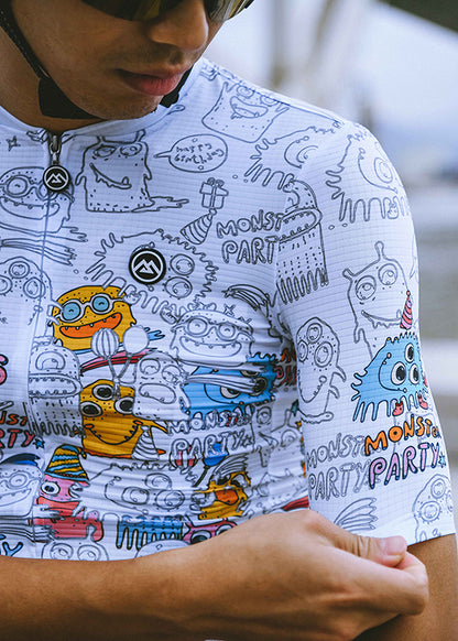 Monton LIFESTYLE MonsterParty Cycling Jersey with playful monster graphics, available in both men's and women's styles for fun-loving cyclists.