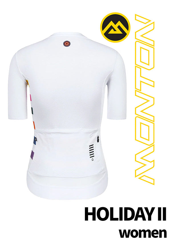 Monton Vancouver Holiday II White Cycle Jersey Back view with colorful details