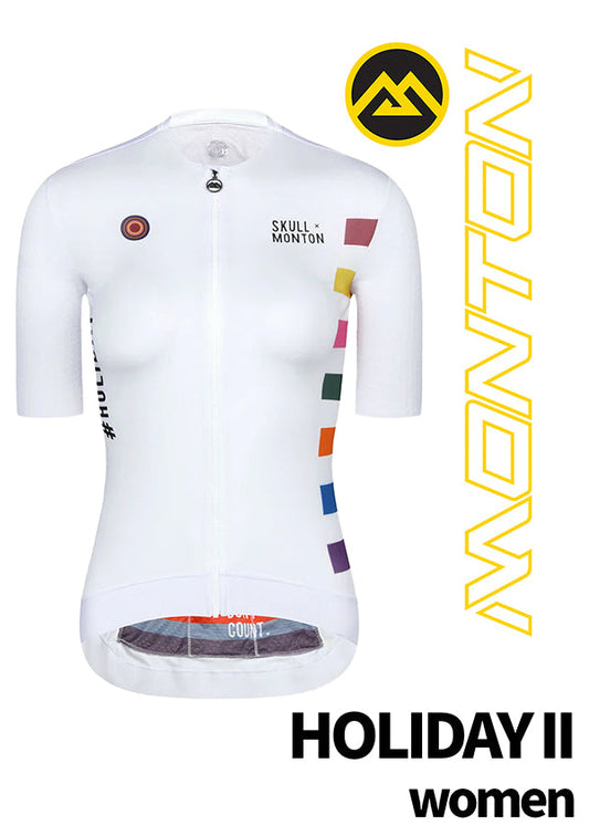 Monton Vancouver Holiday II White Cycle Jersey Front view with colorful details