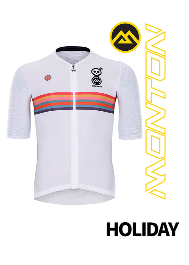 Monton HOLIDAY White Cycling Jersey featuring a sleek, minimalist white design, ideal for cyclists seeking comfort and performance.